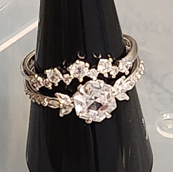 2 Stackable Band Rings Size 9 Diamond Cubic Zirconia New with Tag